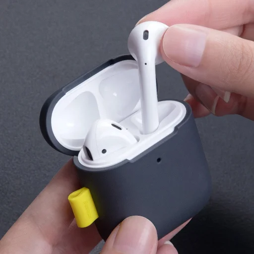 Baseus Let's go AirPods szilikon tok Airpods 1/2 + karabiner (WIAPPOD-CGY) - 13