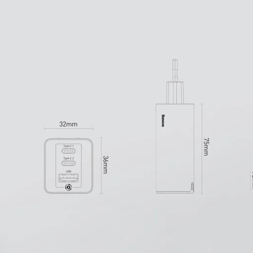 Baseus GaN hálózati gyorstöltő PPS 65W USB / 2x USB Type-C QC 3.0 Power Delivery SCP FCP AFC (gallium nitride) fekete (CCGAN-B01) - 17
