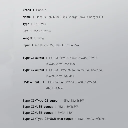 Baseus GaN hálózati gyorstöltő PPS 65W USB / 2x USB Type-C QC 3.0 Power Delivery SCP FCP AFC (gallium nitride) fekete (CCGAN-B01) - 19