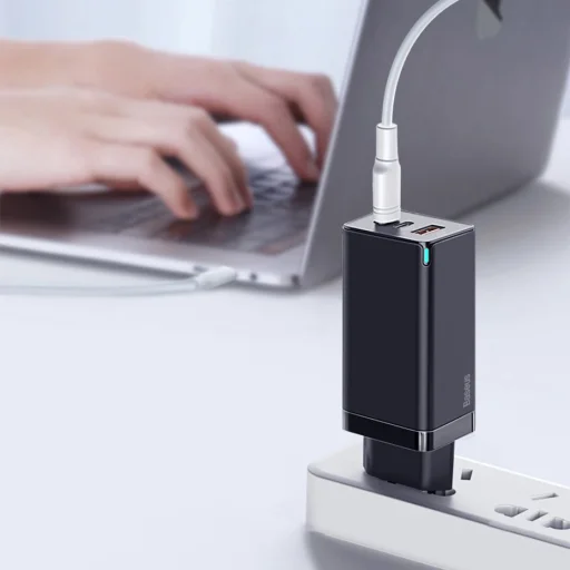 Baseus GaN hálózati gyorstöltő PPS 65W USB / 2x USB Type-C QC 3.0 Power Delivery SCP FCP AFC (gallium nitride) fekete (CCGAN-B01) - 10