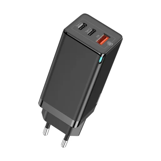 Baseus GaN hálózati gyorstöltő PPS 65W USB / 2x USB Type-C QC 3.0 Power Delivery SCP FCP AFC (gallium nitride) fekete (CCGAN-B01) - 1
