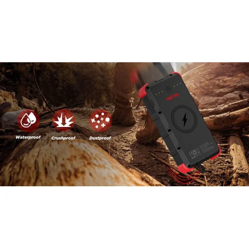 OUTXE W20 vízálló 20000 mAh powerbank vezeték nélküli töltéssel fekete/piros Napelem NÉLKÜL - 5