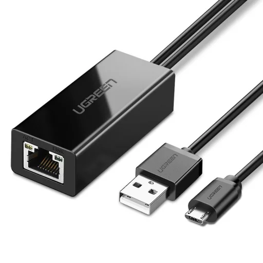 Ugreen külső hálózati adapter USB 100Mbps Chromecasthez 1m kábellel fekete (30985) - 1