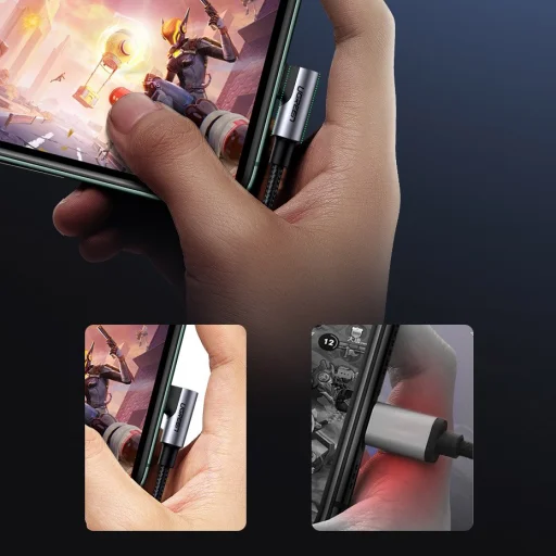 Ugreen MFI Elbow döntött USB Type C - Lightning kábel PD 3A 1,5m szürke (60764 US305) - 2