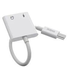Dudao USB Type C - USB Type C / 3.5mm mini jack audio és töltés adapter fehér (L13T)