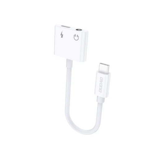 Dudao USB Type C - USB Type C / 3.5mm mini jack audio és töltés adapter fehér (L13T) - 2