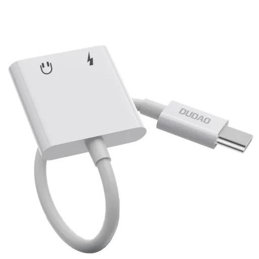 Dudao USB Type C - USB Type C / 3.5mm mini jack audio és töltés adapter fehér (L13T) - 1