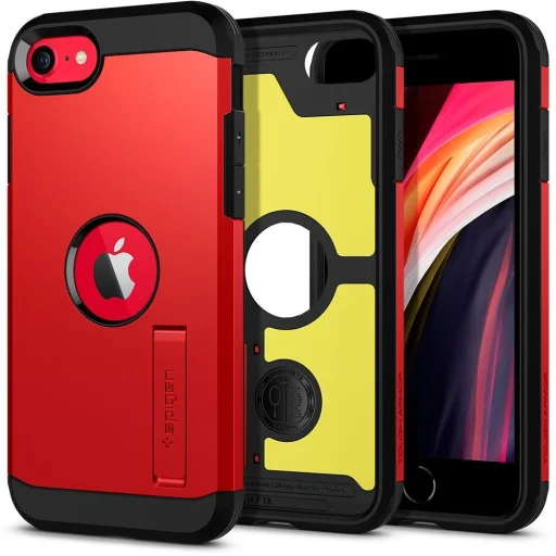 iPhone 7/8/ SE 2020/ SE 2022 Spigen Tough Armor tok kihajtható támasszal piros - 1