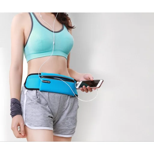 Ugreen fényvisszaverő csíkos futó övtáska fülhallgató kivezetéssel fekete (20818 LP112) - 2