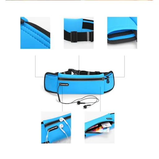 Ugreen fényvisszaverő csíkos futó övtáska fülhallgató kivezetéssel fekete (20818 LP112) - 5