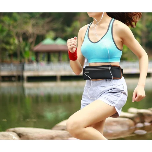 Ugreen fényvisszaverő csíkos futó övtáska fülhallgató kivezetéssel fekete (20818 LP112) - 7