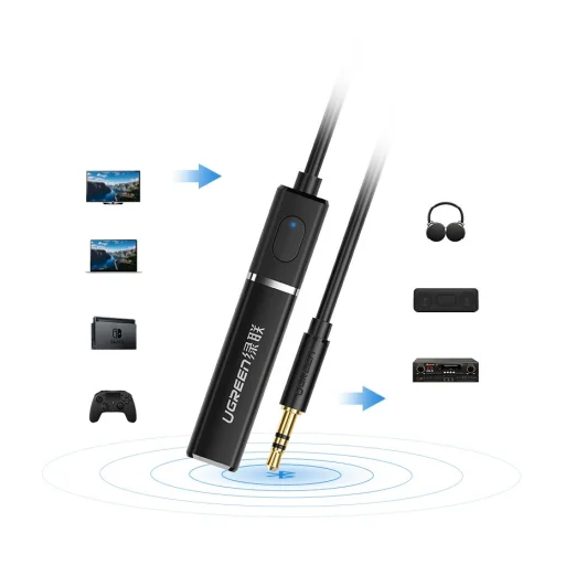 Ugreen Bluetooth 4.2 vezeték nélküli audio átalakító adapter 3.5 mm mini jack fekete (40761 CM107) - 4
