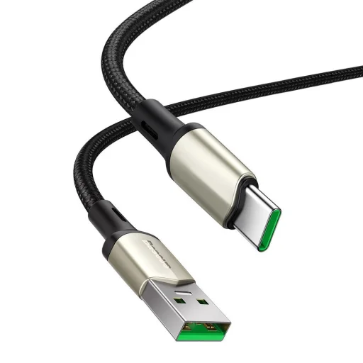 Baseus Cafule Nylon harisnyázott USB/USB-Type C kábel VOOC QC 3.0 5A 2m fekete (CATKLF-VB01) - 11