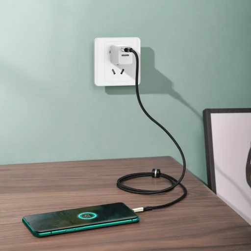 Baseus Cafule Nylon harisnyázott USB/USB-Type C kábel VOOC QC 3.0 5A 2m fekete (CATKLF-VB01) - 15