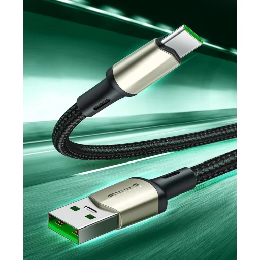 Baseus Cafule Nylon harisnyázott USB/USB-Type C kábel VOOC QC 3.0 5A 2m fekete (CATKLF-VB01) - 3