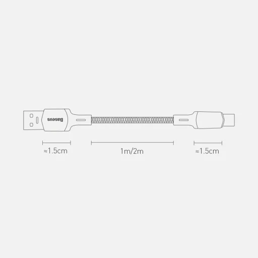 Baseus Cafule Nylon harisnyázott USB/USB-Type C kábel VOOC QC 3.0 5A 1m piros (CATKLF-VA09) - 15