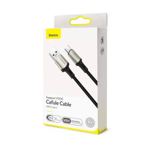 Baseus Cafule Nylon harisnyázott USB/USB-Type C kábel VOOC QC 3.0 5A 2m fekete (CATKLF-VB01) - 12