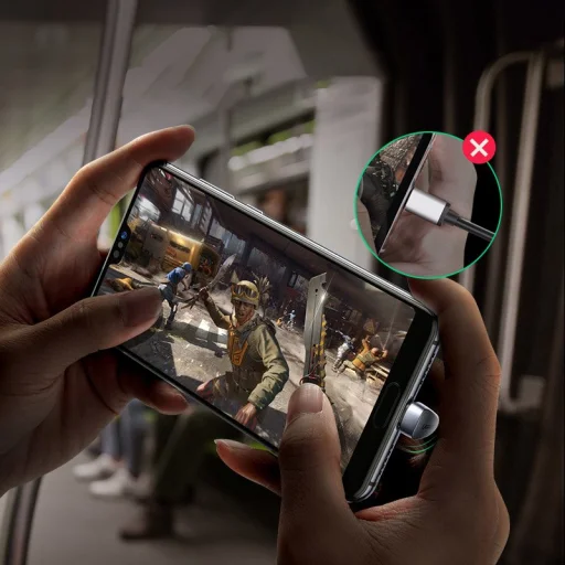 Ugreen Nylon harisnyázott USB - USB Type C kábel döntött fejjel 1m 3A szürke (70315) - 4