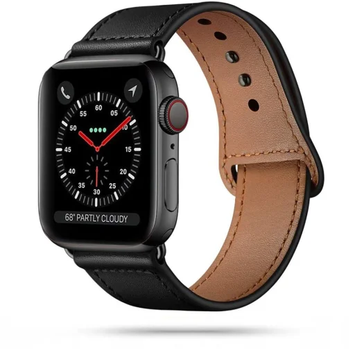 TECH-PROTECT BŐR ÓRASZÍJ APPLE WATCH 4/5/6/7/8/SE/Ultra (42/44/45/49mm) FEKETE - 1