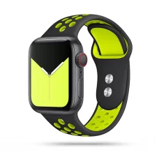 Apple Watch 4/5/6/7/8/SE/Ultra (42/44/45/49mm) Tech-Protect Softband óraszíj fekete/lime