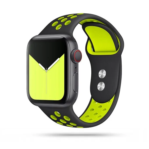 Apple Watch 4/5/6/7/8/SE/Ultra (42/44/45/49mm) Tech-Protect Softband óraszíj fekete/lime - 1