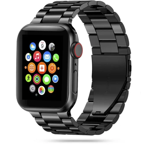 Apple Watch 4/5/6/7/8/9/10/11/SE/Ultra (42/44/45/49mm) Tech-Protect Stainless Óraszíj Fekete - 1