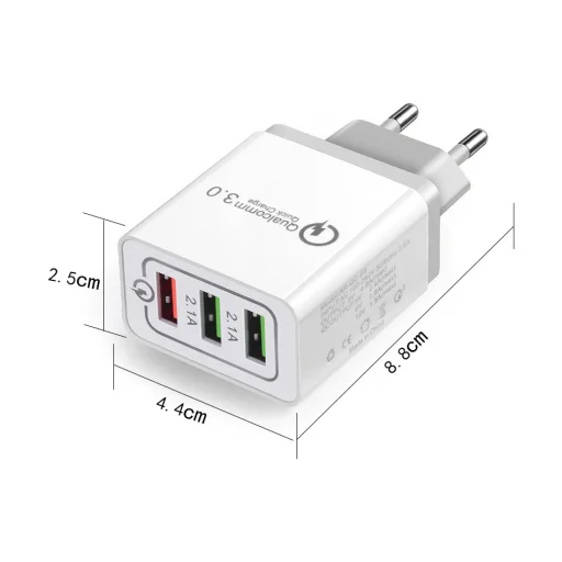 Wozinsky hálózati gyorstöltő adapter Quick Charge QC 3.0 3x USB 30W fehér (WWC-01) - 3