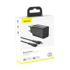 Baseus hálózati gyorstöltő adapter USB Type-C Power Delivery 18 W 3 A + USB Type-C - Lightning kábel 2,4 A 1m fekete (TZCCFS-X01) thumbnail