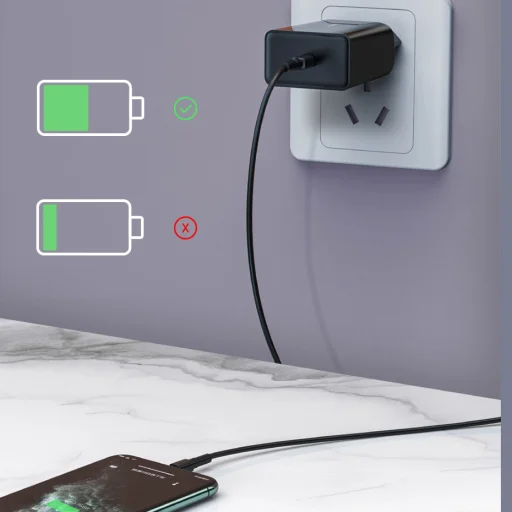 Baseus hálózati gyorstöltő adapter USB Type-C Power Delivery 18 W 3 A + USB Type-C - Lightning kábel 2,4 A 1m fekete (TZCCFS-X01) - 10