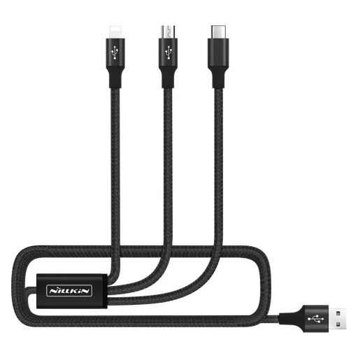 Vezeték nélküli töltő+ iPhone 11 Pro tok + 3in1 kábel fekete Nillkin Fancy Pro ajándékszett - 5