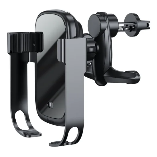 Baseus Rock Solid autós telefontartó elektromos zárhatósággal + 10 Qi vezeték nélküli töltéssel + szivargyújtós töltővel + USB kábellel fekete - 4