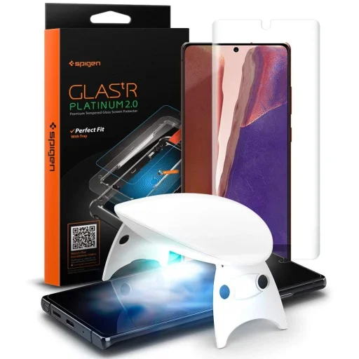 Samsung Galaxy Note 20 Spigen kijelzővédő üvegfólia UV lámpával Glass.Tr Platinum - 1