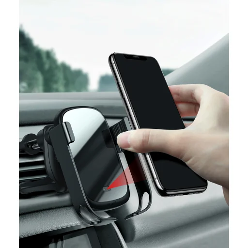 Baseus Rock Solid autós telefontartó elektromos zárhatósággal + 10 Qi vezeték nélküli töltéssel + szivargyújtós töltővel + USB kábellel fekete - 16