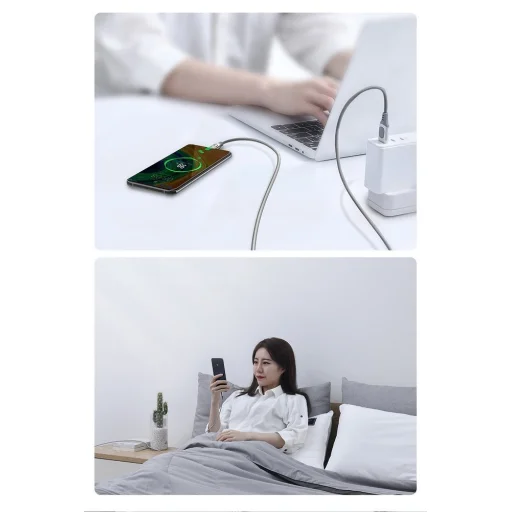 Baseus USB - USB Type C kábel Quick Charge, Power Delivery 5A 1m ezüst (CATSS-A0S) - 18