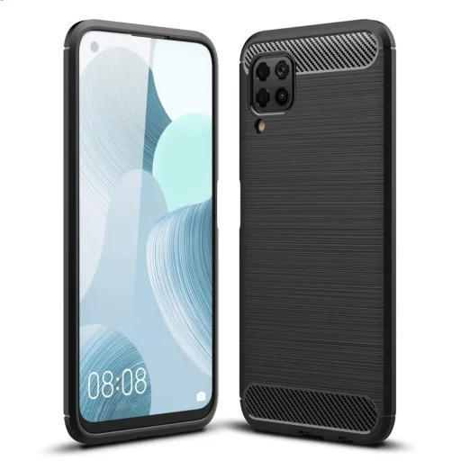 Huawei P40 Lite / Nova 7i / Nova 6 SE Szénszál mintájú TPU tok fekete - 1