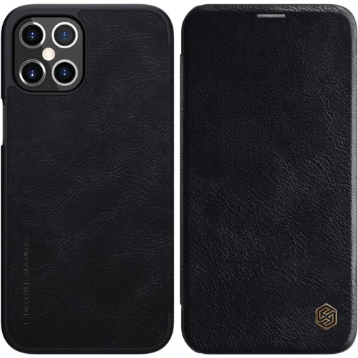 iPhone 12 Pro MAX Nillkin Qin bőr fliptok fekete - 1