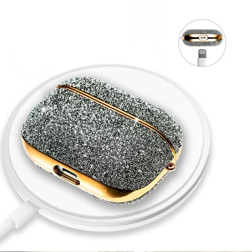 Kingxbar Crystal Fabric flitteres tok AirPods Pro 1/2 ezüst - 2