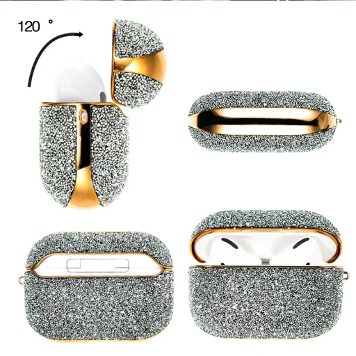 Kingxbar Crystal Fabric flitteres tok AirPods Pro 1/2 ezüst - 6