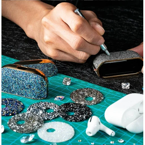 Kingxbar Crystal Fabric flitteres tok AirPods Pro 1/2 ezüst - 9