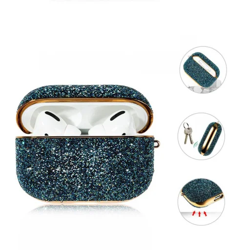 Kingxbar Crystal Fabric flitteres tok AirPods Pro 1/2 kék - 2