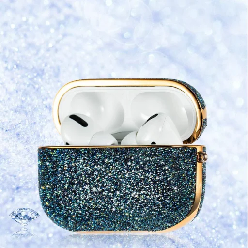 Kingxbar Crystal Fabric flitteres tok AirPods Pro 1/2 kék - 4