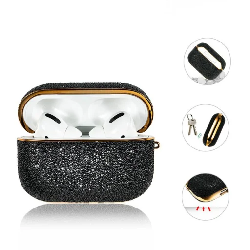 Kingxbar Crystal Fabric flitteres tok AirPods Pro 1/2 fekete - 2