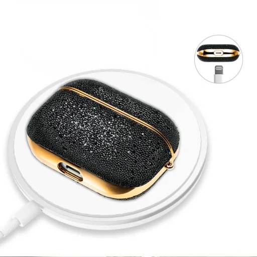 Kingxbar Crystal Fabric flitteres tok AirPods Pro 1/2 fekete - 3