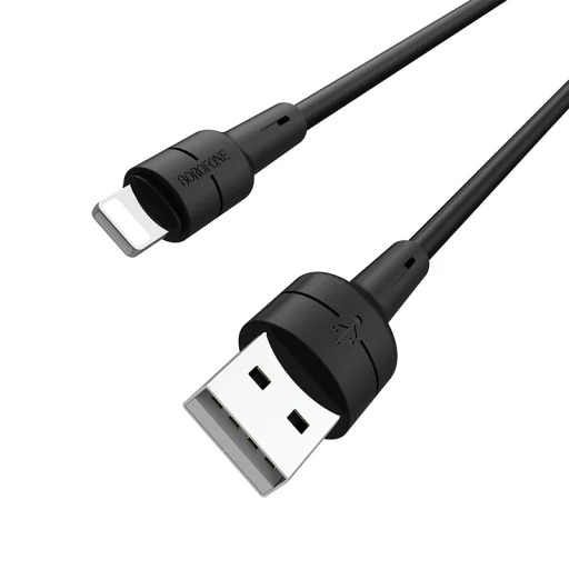 Borofone Kábel BX30 Szilikon - USB - Lightning - 2,4A 1 méter fekete - 3
