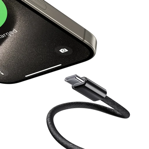 BenksCable D46 fonott - Type C - Lightning - PD 27W 3A 2 méter fekete - 3