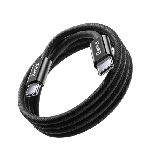 BenksCable D46 fonott - Type C - Lightning - PD 27W 3A 2 méter fekete - 4