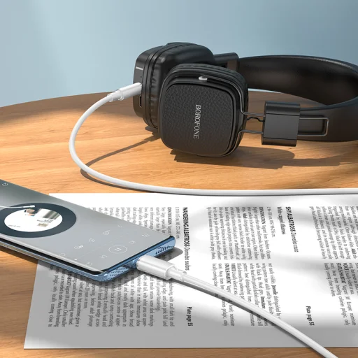 Borofone Cable BL21 Lemon - Type C - jack 3,5mm - 1 méter kék, Audio kábelek - 4