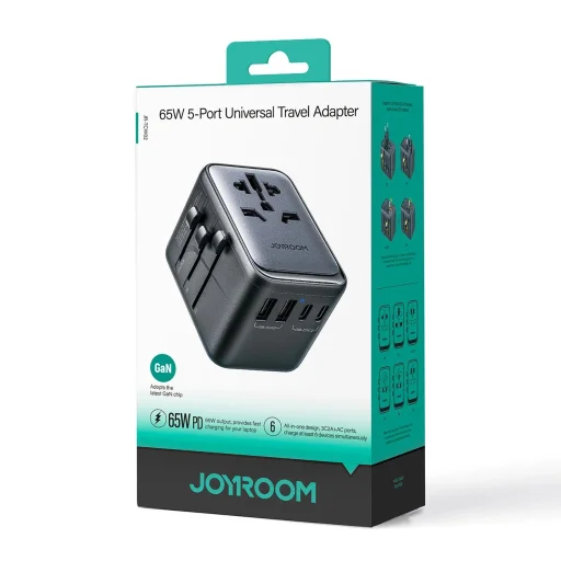 Joyroom JR-TCW02 65W utazó adapter univerzális EU/US/JP/AU/UK/CN - Fekete - 2