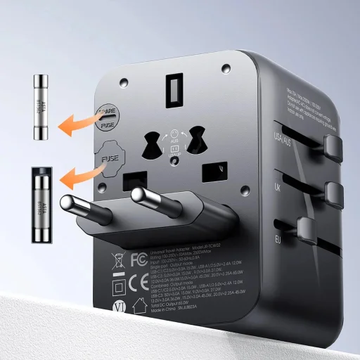 Joyroom JR-TCW02 65W utazó adapter univerzális EU/US/JP/AU/UK/CN - Fekete - 11