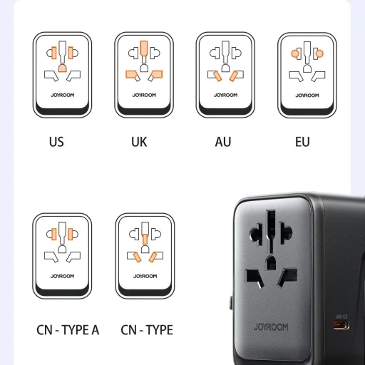 Joyroom JR-TCW02 65W utazó adapter univerzális EU/US/JP/AU/UK/CN - Fekete - 10